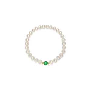 京润珍珠念梦925银天然淡水珍珠手链5.3-6.3mm近圆形白色手饰女P