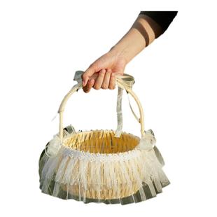 结婚花童撒花篮户外婚礼手提放花瓣婚庆节日晚会舞蹈道具伴娘篮子