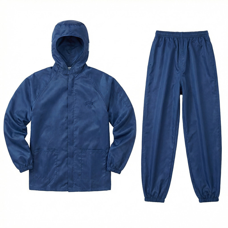 藏青防尘防静电工作服套装