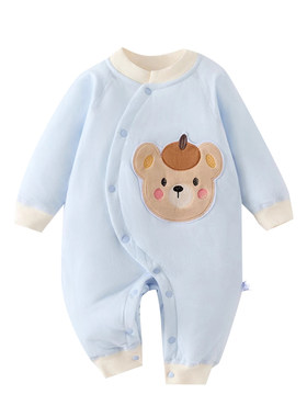 夹棉保暖新生婴儿衣服薄棉连体衣