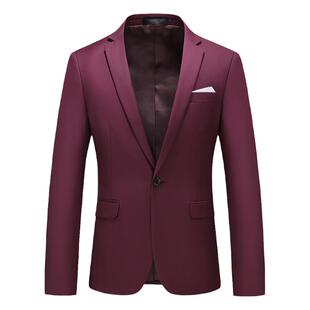 男士西装大码单西外套酒红修身西服青年微胖男装加肥加大正装上衣