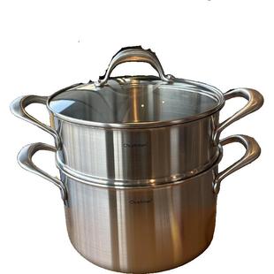 老板热推!一体成型加厚18/10不锈钢24cm汤锅炖锅三层钢一体蒸锅