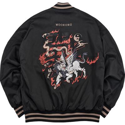 刺绣棒球衣wookong秋季宽松