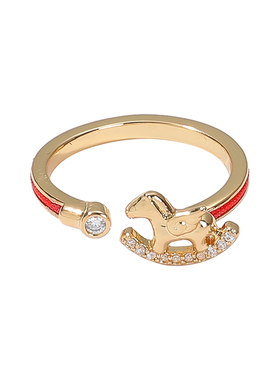 SHOWDIGU个性镶钻小马戒指