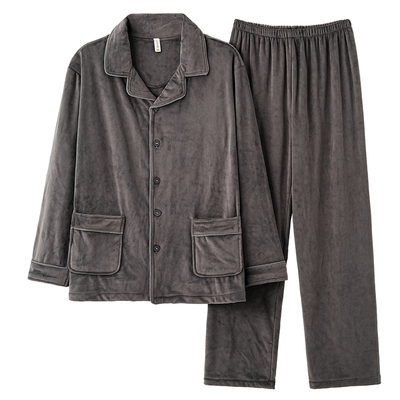 海岛绒睡衣男款秋冬季加厚珊瑚绒