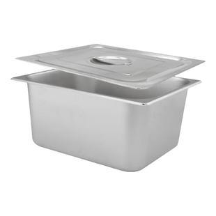 不锈钢份数盆长方形带盖自助餐分数盘方形快餐车盒钢盆奶茶店盒子