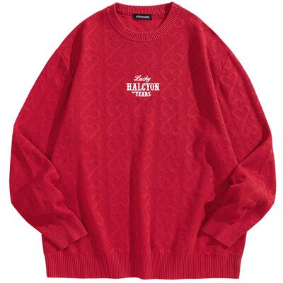 太平鸟男装 休闲毛衣时尚经典舒适毛衫春季新红色毛衣男士上衣潮