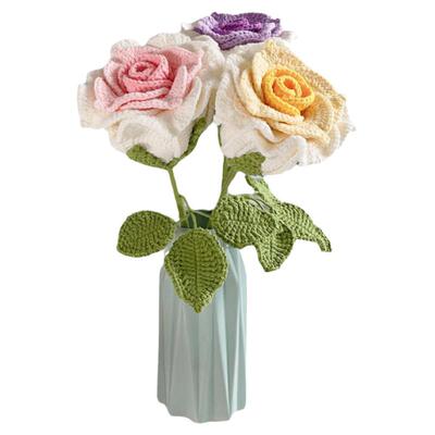 泰国玫瑰钩织永生毛线花