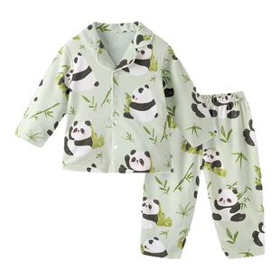 【竹棉】宝宝家居服儿童睡衣男女天竹棉婴儿分体长袖早春秋款套装