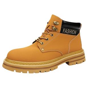 OSITA CAT马丁靴男秋冬英伦风复古工装靴子男高帮加绒棉鞋大黄靴