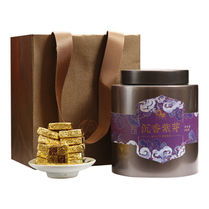 古陌茶叶云南普洱茶熟茶小金砖沱茶沉香紫芽沱茶小方砖礼盒500g装