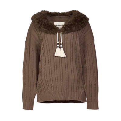 Howwell 可拆卸毛领毛衣肌理感针织衫时髦女装