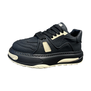 男鞋2025新款秋冬皮面厚底增高休闲板鞋潮流运动加绒保暖舒适棉鞋