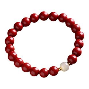 正品天然朱砂晶体砂透光手串女款和田玉原矿高含量紫金砂手链男士