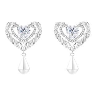 PP饰品《柔光》流苏925纯银爱心耳环女轻奢小众耳饰满钻高级耳夹