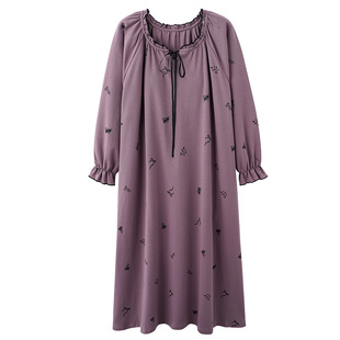 浪莎睡衣女款纯棉2026年新款春秋季长袖加大码宽松连衣裙孕妇睡裙