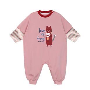 小O爸男婴童 男宝宝假两件哈衣长袖2026年新款长袖连体衣婴儿爬服