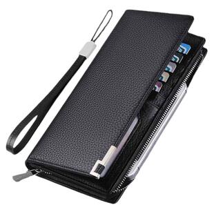 花花公子钱包男长款真皮短款超薄黑色竖款多卡位皮夹拉链商务手包