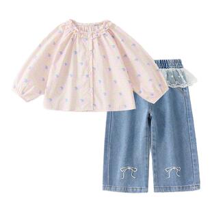 女童套装2026新款儿童春装小公主超好看时髦穿搭春秋宝宝洋气衬衫