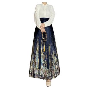 花落尘原创 凤鸣 织金妆花马面裙明制刺绣汉服日常通勤修身高腰裙