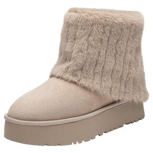 大东灰色雪地靴女款2026新款冬季加绒保暖中筒靴子毛毛鞋厚底短靴