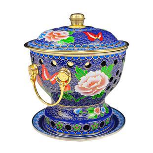 新景泰蓝单人铜火锅环保油酒精炉老北京涮肉自助铜锅肥牛火锅锅具