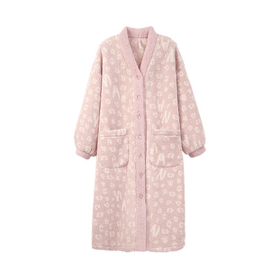 安之伴【巨保暖】睡袍女冬款珊瑚绒睡衣冬季加厚北羔绒浴袍家居服