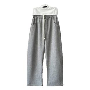 INKNOTS美式简约秋冬加绒弯刀卫裤男女复古宽松休闲直筒运动裤潮