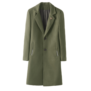 男士风衣中长款秋冬季韩版帅气潮流修身妮子大衣2024新款毛呢外套