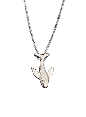 钛钢鲸鱼吊坠新中式男女项链