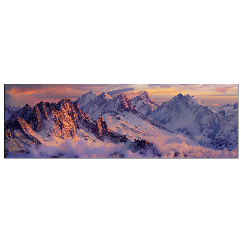 紫气东来客厅装饰画雪山大气风景