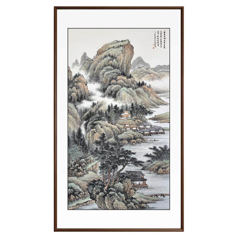 山家逍遥水墨玄关对门挂画