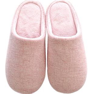 OKA日式秋冬居家棉拖鞋男女室内防滑防水保暖素色情侣家居拖鞋