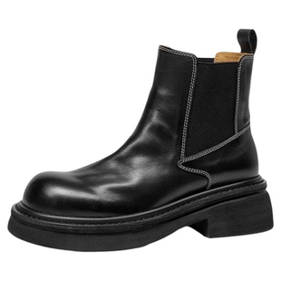 BeauToday厚底切尔西靴女英伦风烟筒靴女款2025新款时装靴小短靴