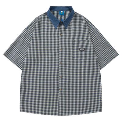 牛仔领短袖衬衫宽松休闲百搭