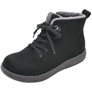 Pansy盼喜日本女鞋平底防滑舒适加宽软底短靴保暖高帮鞋秋冬简约