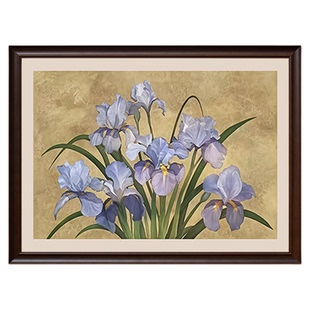 蓝韵鸢尾】美式卧室装饰画玄关中古风床头画餐厅花卉客厅斗柜挂画