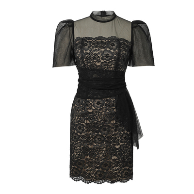 镂空系带女神范气质连衣裙