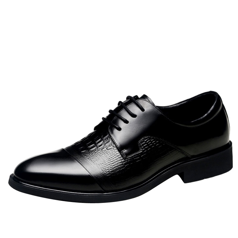 鳄鱼纹皮鞋男英伦商务36正装35秋季45真皮46大码47小码37男鞋48黑