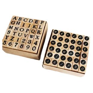 moodtape木质印章方盒套装字母数字几何圆圈点植物印章手帐素材章