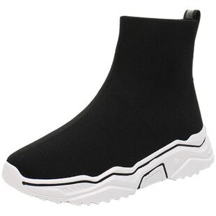 弹力高帮袜子鞋女ins潮2025年春秋新款百搭欧洲站老爹针织运动靴