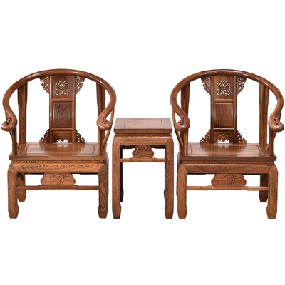 鸡翅木皇宫椅三件套红木中式实木