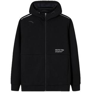 安踏全天候丨针织运动外套男士连帽通勤休闲长袖夹克加绒运动上衣