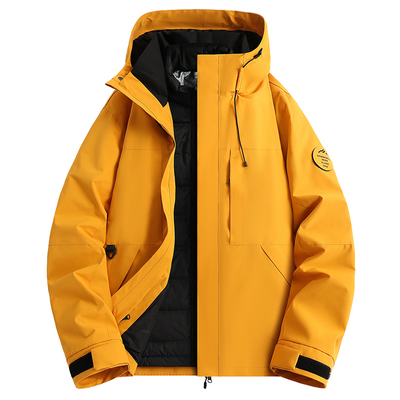 稻草人羽绒服冲锋衣女士2025新款秋冬三合一防风保暖连帽登山服男