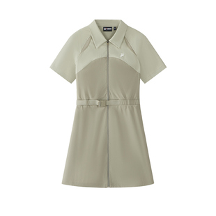 UPF50+连衣裙|FILA FUSION斐乐梭织女装2026夏新款防晒收腰裙子