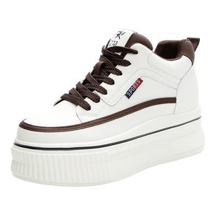 爆款鞋子女小个子显高2026新款内增高女鞋春秋真皮厚底小白鞋板鞋