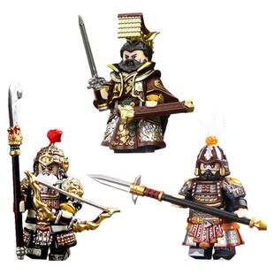三国赵云吕布五虎将张飞关羽黄忠孙权第三方积木人仔男孩玩具