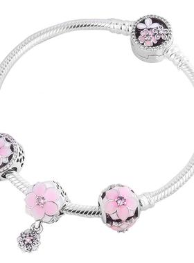 潘家珐琅手串三生三世纯银木兰花