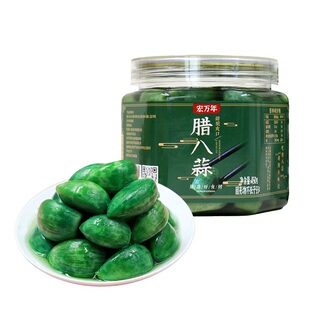 翡翠腊八蒜山东特产大蒜头腌制绿蒜旗舰店网红辣八蒜瓶装罐装