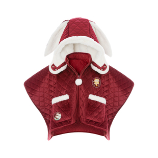 BEAST野兽派绒面连帽斗篷可爱保暖家居服睡衣套装